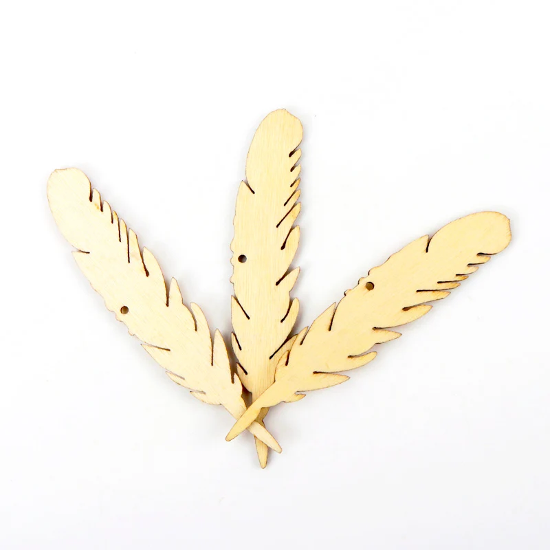 

Feather Wooden Pattern Scrapbooking Painting Collection Craft for Handmade Accessory Home Decorate DIY 80x16mm 5pcs MZ186-TO