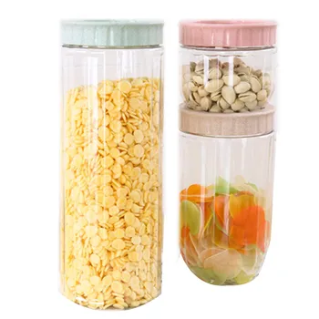 

3pcs Kitchen Storage Tank Large Covered Sealed Grain Red Bean Tank High Transparent Storage Tank Plastic Fruit Storage