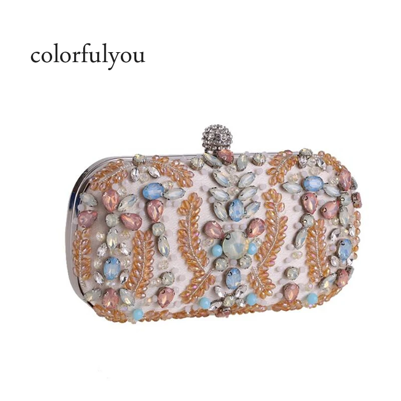 

2019 new Evening Colorful Diamond Woman Clutch Bag Crystal Handbags Sling Package Wedding Shoulder Matching Bag Wallet Purse
