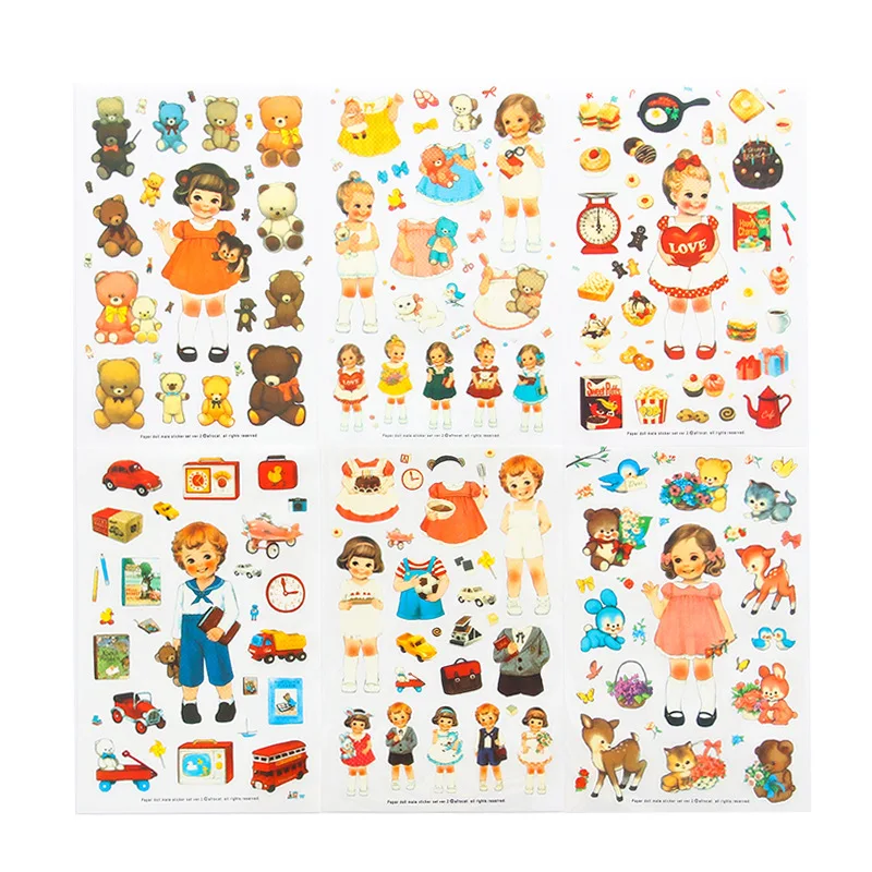 

6 pcs/lot Cartoon Doll PVC Sticker Cute Girl Decoration DIY Diary Scrapbooking Label Stickers Stationery gift school supplies