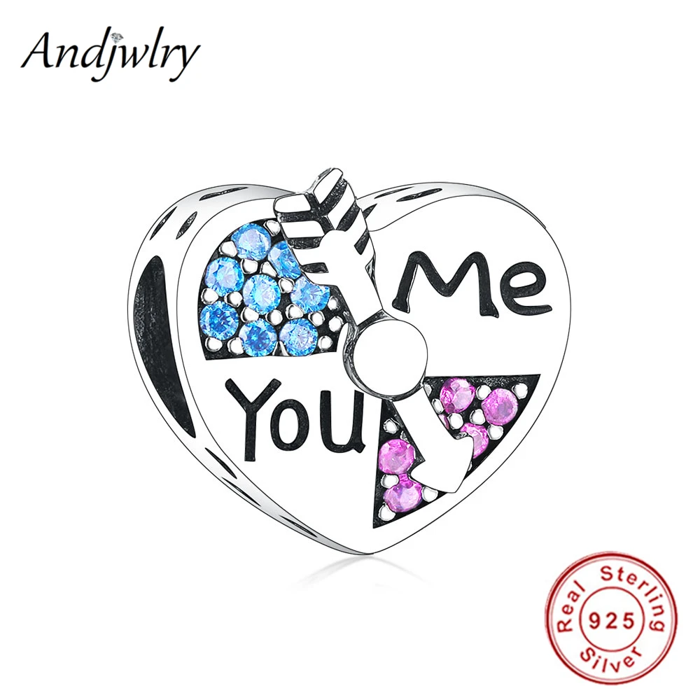 

Authentic 925 Silver Love Heart You Me Charms Fit Original Pandora Charms Bracelet 925 Silver DIY Jewelry Women Berloque Gift