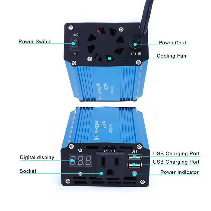 400 Вт двойной USB автомобильный инвертор питания бытовой DC 5 V 2.1A/DC 5 V 1A 603Hz/503Hz USB 800 W DC 12 V автомобильный, домашний инвертор