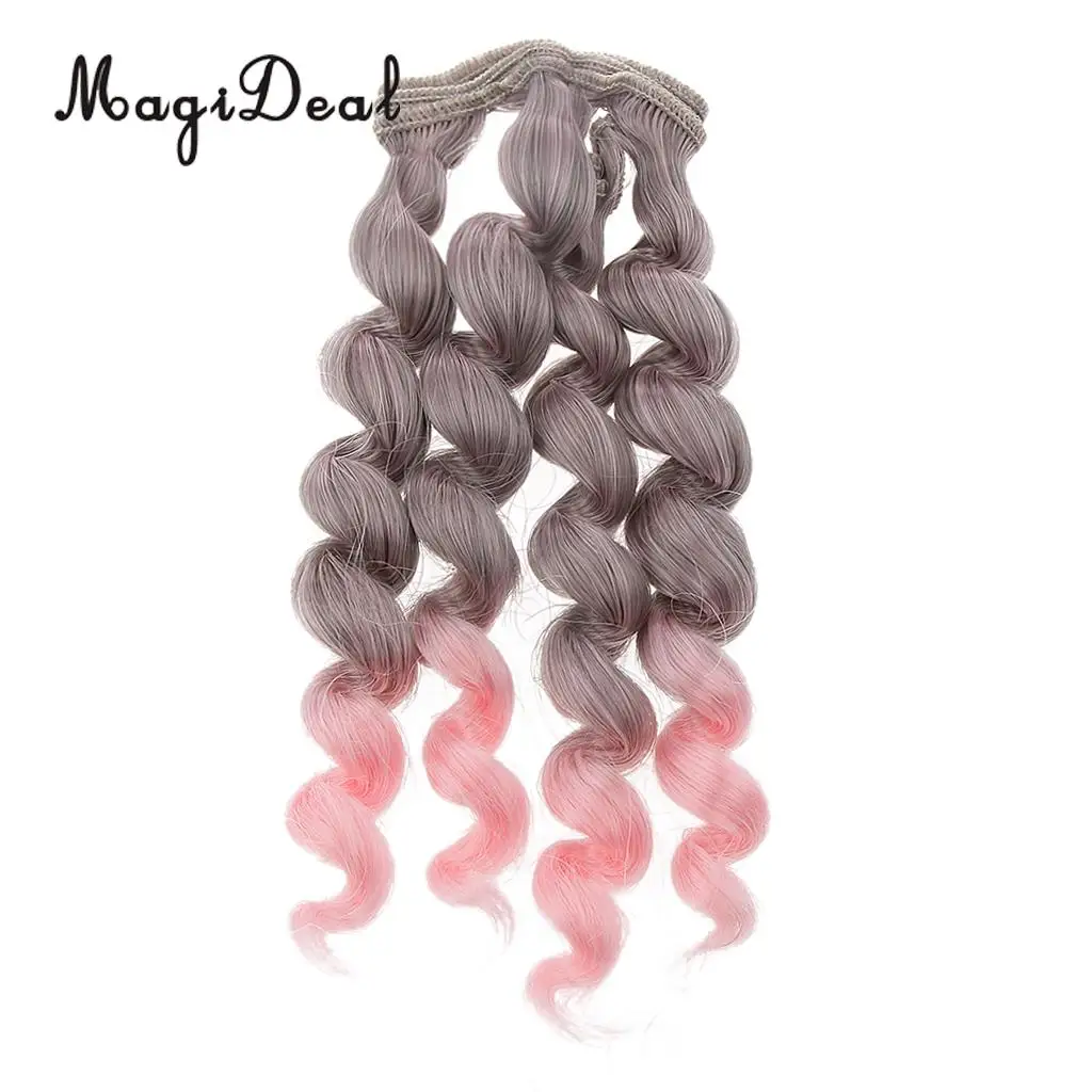 MagiDeal 1Pc 15x100cm DIY Curly Hair Wig Hairpiece for 1/3 1/4 1/6 BJD SD Dolls Model Party Girls Best Birthday Gift 12Colors