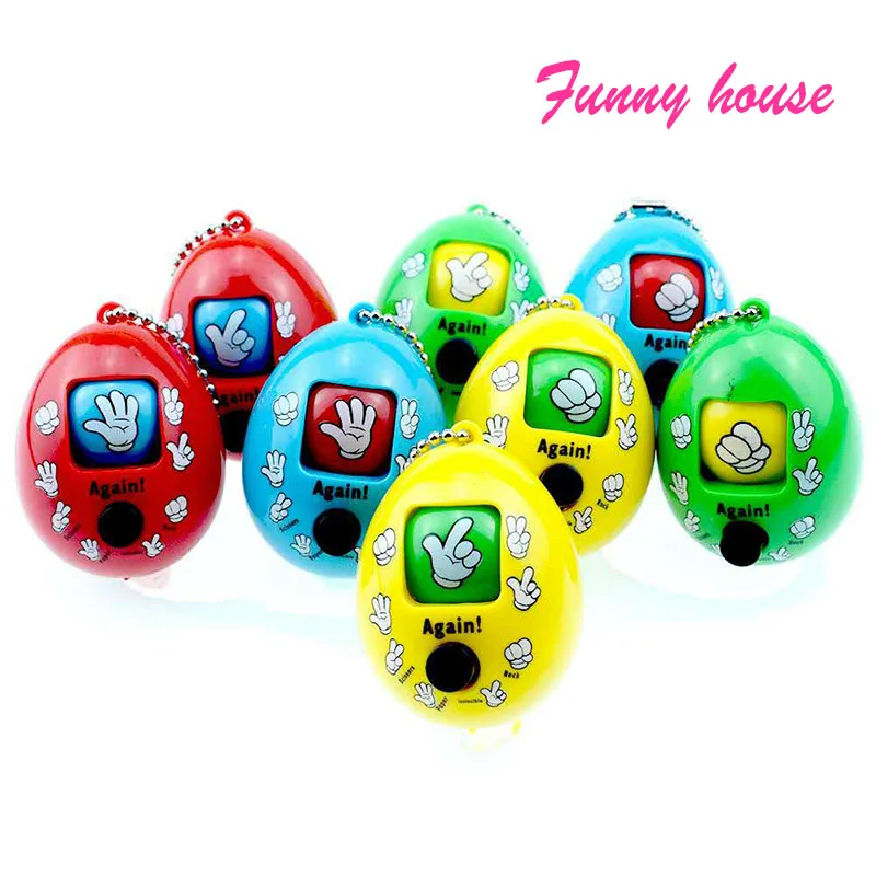 

New 1PCS Cute Mini Plastic Stone Scissors Cloth Guessing Change The Face Toy Twisted Egg Cupule Kids Action Toy