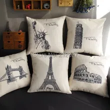 Известные здания Домашний Декор Подушка белье хлопок Подушки Детские диванные подушки декоративные Пледы Подушки детские оптом и в розницу