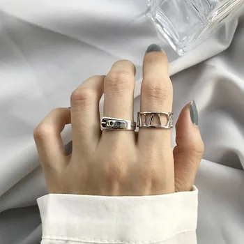 

Amaiyllis 2019 S925 sterling silver buckle opening ring old personality For women girls party jewelry gift