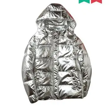 

new Silver Bright man Jacket Couple jacket Winter Warm Down Cotton Padded Short Parkas Fashion Men's Bomber Hooded Outwear