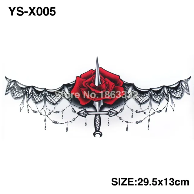 3D DIY BIG Chest Roses Dagger Tattoo Stickers Colorful Hot Flashes Waterproof Tatoo Body Art Temporary TATTOO Sticker 3D DIY BIG Chest Roses Dagger Tattoo Stickers Colorful Hot Flashes Waterproof Tatoo Body Art Temporary TATTOO Sticker