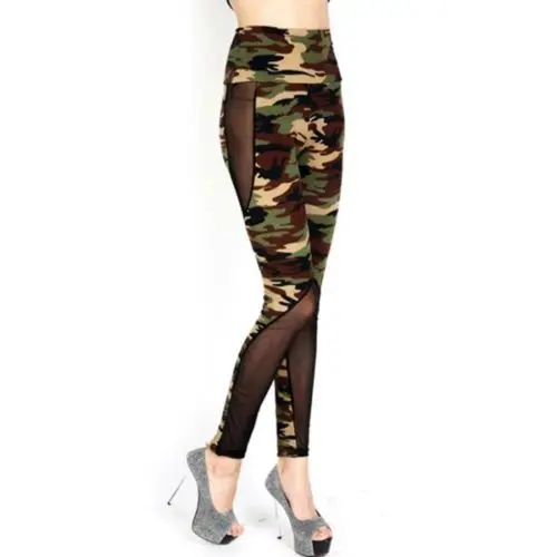 Fashion Women Sexy Mesh Camouflage Leggings High Waist