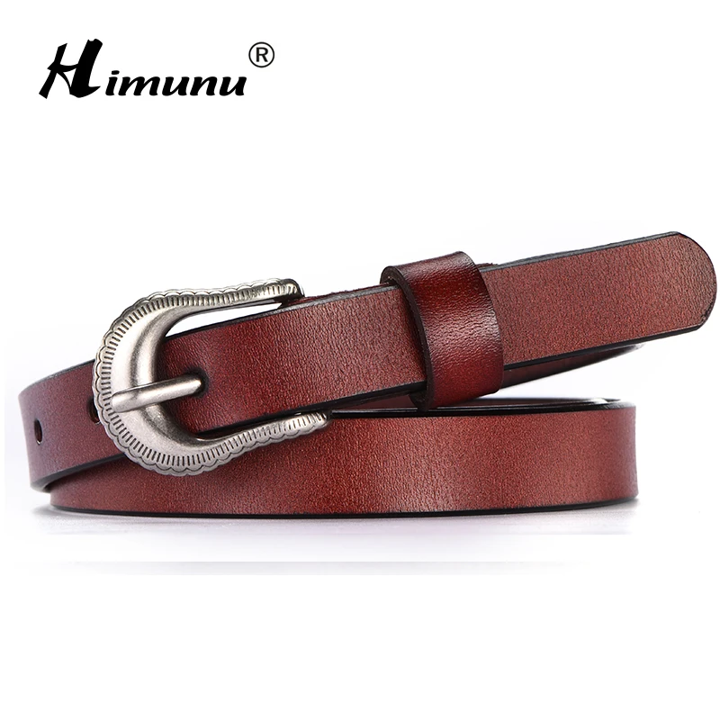 

[HIMUNU] Fashion Genuine leather woman belts Novelty pin Buckle Belt for women jeans Cowskin cinto feminino Thin Female belt