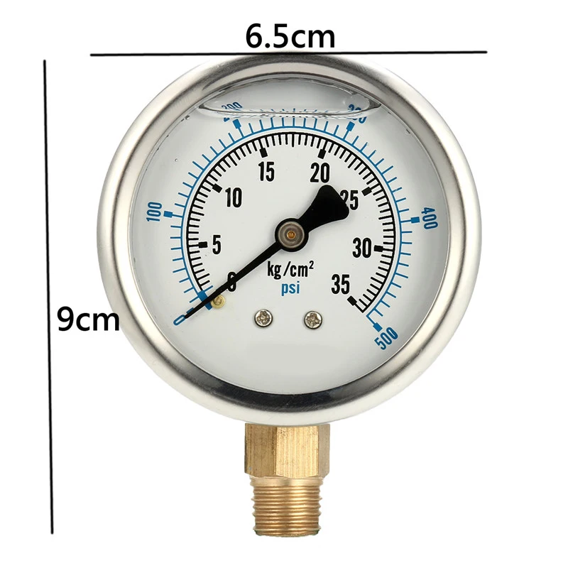 350PSI 25 бар PT1/4 диаметр 60 мм 0-35 кг автомобильный жидкий маслонаполненный манометр автомобильный универсальный прибор для измерения давления авто аксессуар