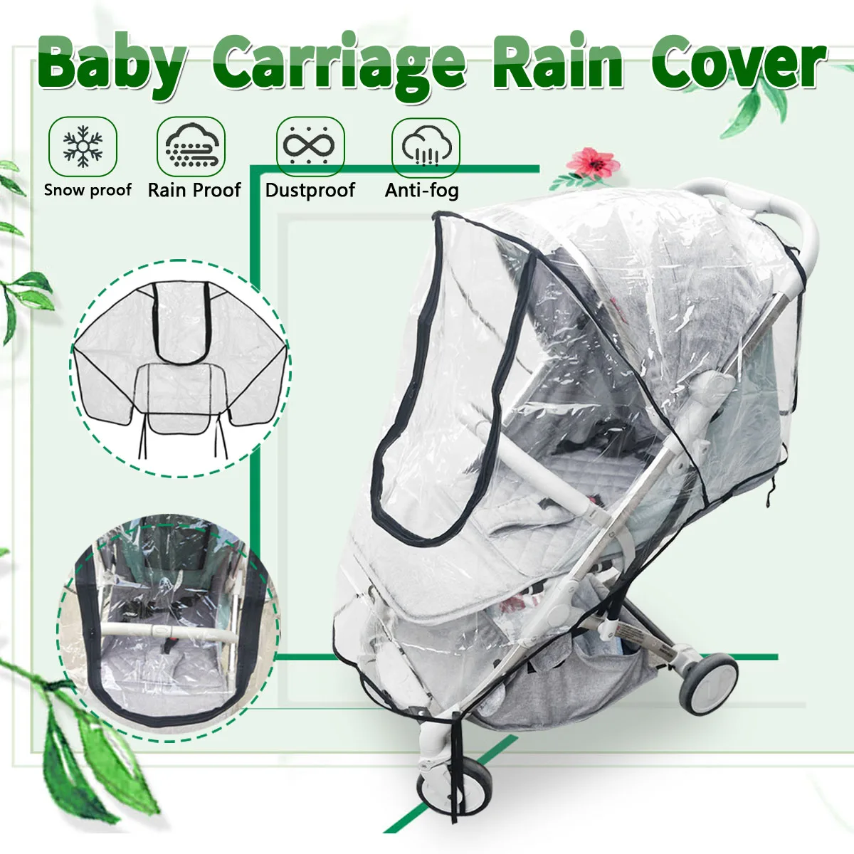 

Waterproof Raincover for Stroller Prams Cart Dust Raincoat Rain Cover for Baby Stroller Pushchairs Accessories Baby Carriage M