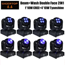 Прямые продажи от производителя 8 шт./лот мини светодиодный светильник с подвижной головкой 1*10 Вт Cree Луч 4*10 Вт Tianxin Wash Led сценический светильник s двустороннее лицо