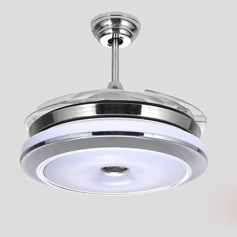 Led Hidden Blade Quiet Stainless Steel Acrylic Ceiling Fan Led