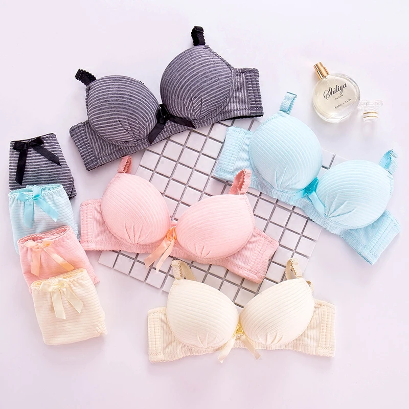 

Lingerie for Kids Puberty Girl Underwear Teen Lingerie Striped Young Girls Bra and Panties Sets Girls of 12 Years In Underwear