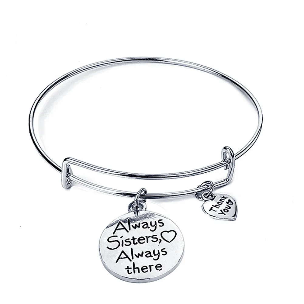 

2019 Tassel Charm Bracelets For Women Inspirational Bangle Always Sisters Always There Adjustable Bangle Bracelet erkek bileklik