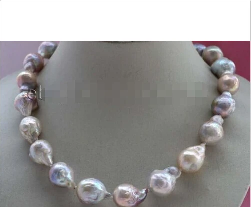 

Free shipping@@@@@Natural 22mm Multicolor Baroque Edison Reborn Keshi Pearl necklace #f2424!
