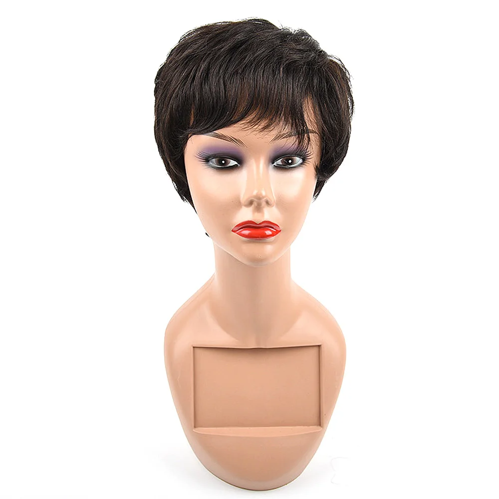 

Salonchat Afro Human Hair Wigs For Black/White Women 100% Natural Color Remy Human Hair Extensions Brazilian Straight Hair Wig