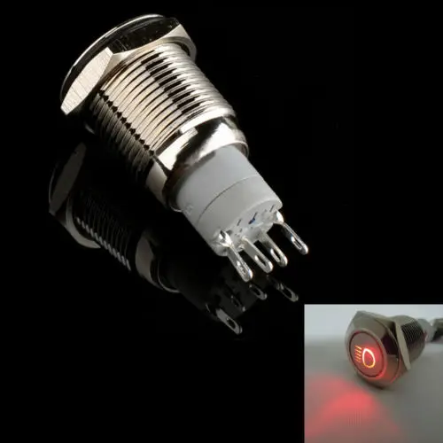 

12V 16mm Red LED Driving Fogs Head Light Metal Push Button Toggle Switch Sales