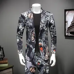 2018 Новый 3d Принт блейзер причудливый узор пиджак для выпускного для Для мужчин Повседневное Выходные туфли на выпускной бал мужская