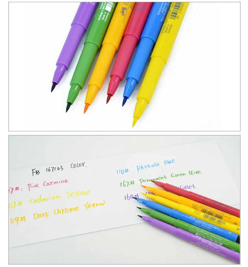 Ручка марки FABER CASTELL, мягкая водная головка, 6 цветов, ручная роспись, пейзаж персонажа, серый анимационный набор