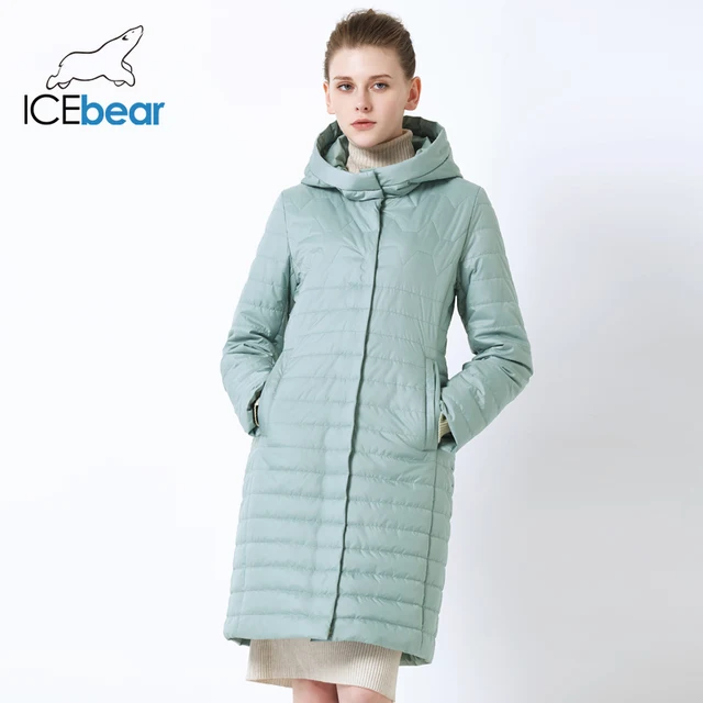 ICEbear 2019 новая женская куртка Высококачественная женская куртка с капюшоном Ветрозащитная теплая одежда из хлопка Однобортная женская куртка средней длины GWC19067I