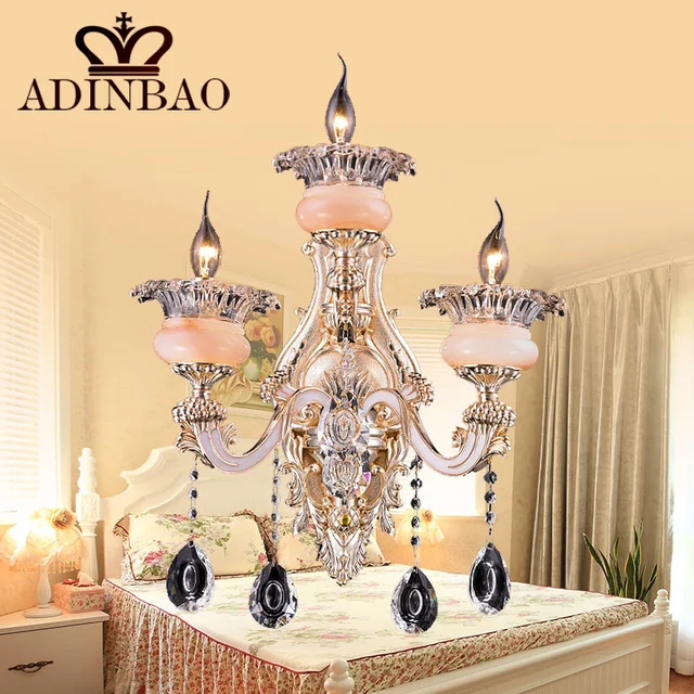 3 Light Bedroom Wall Mount Lamp Modern Crystal Wall Sconce ...