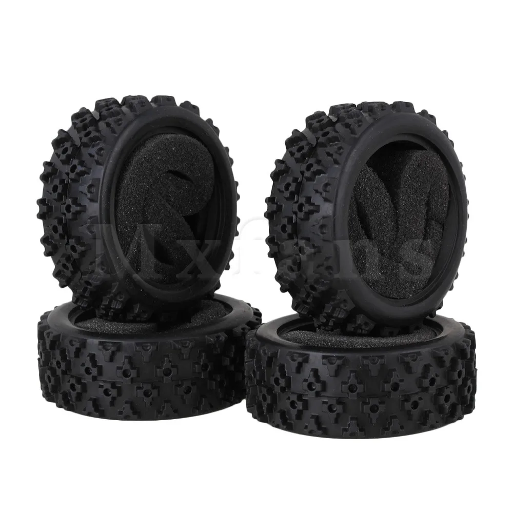

Mxfans 4xBlack 70mm Dia Flower Pattern Rubber Tyre w/ Sponge for RC1:10 On Road Car