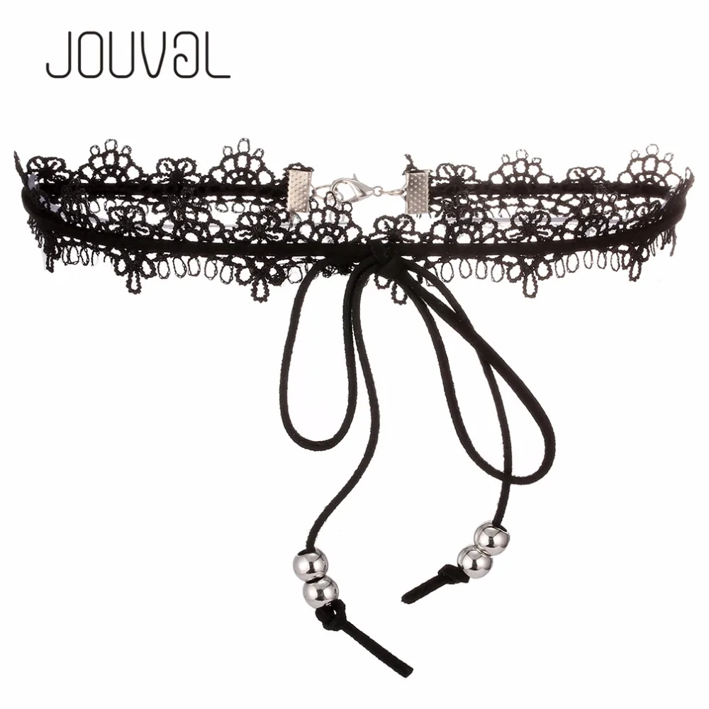 JOUVAL, сексуальное готическое колье в форме воротника, Черное Кружевное колье на шею, винтажное ожерелье с самодельным плетением, женское колье в стиле стимпанк, ювелирные изделия