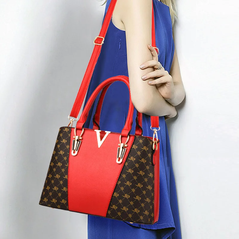 2-Piece Leather Handbag Set for Women - Designer Ladies Tote Shoulder Bag Set - Luxury V Bags image 6