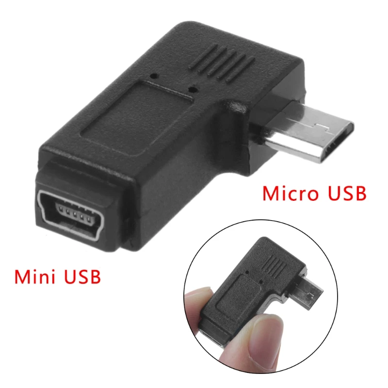 90 Degree Left Right Angled Mini USB 5pin Female to Micro USB Male Data Sync Adapter 2