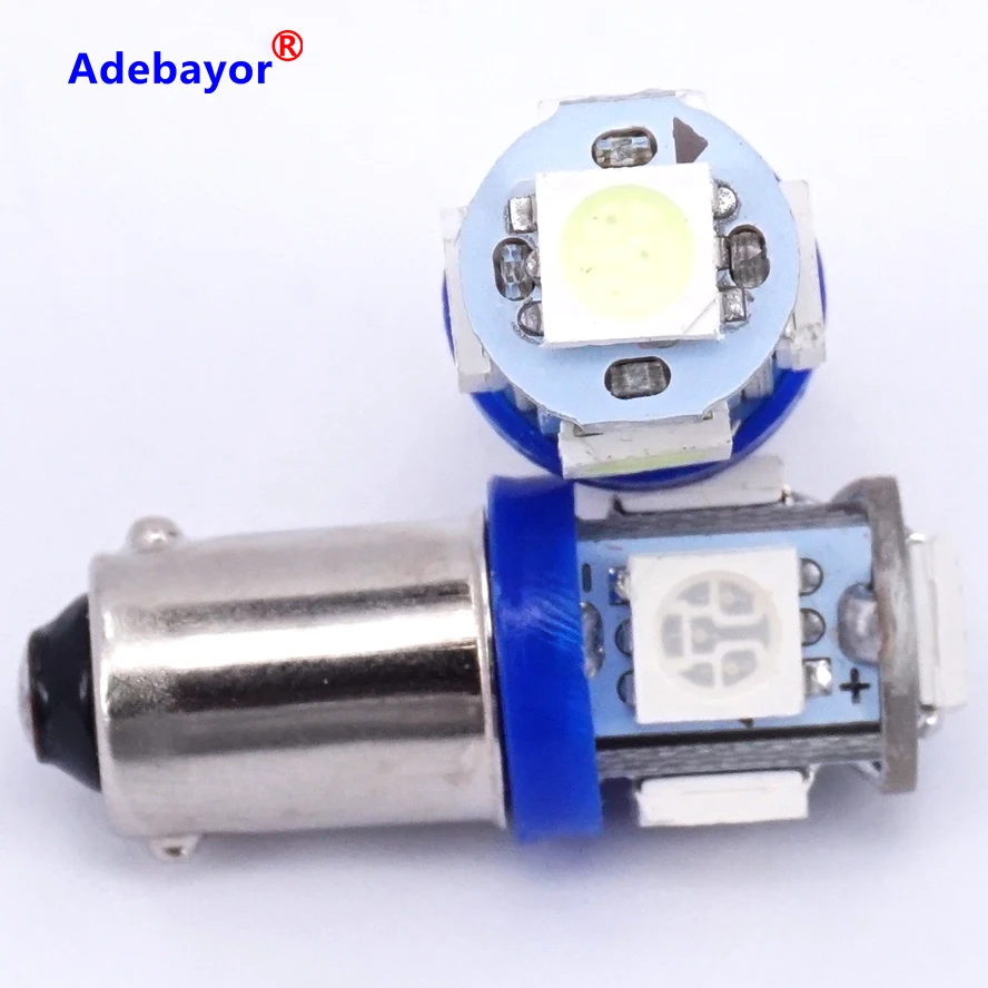 

2X T11 BA9S 5 SMD 5050 LED Light bulbs 5SMD T4W 1445 Q65B H6W 182 53 57 Car Indicators Light Interior Bulb Wedge Lamp 7color