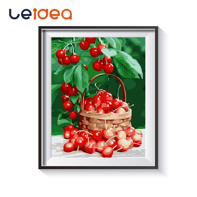 

Paint By Number Red Cherry On Wall Canvas Acrylic Oil Painting By Numbers Abstract Drawing By Numbers Unique Gift Hot