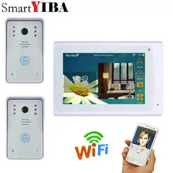 SmartYIBA 7 дюймов белый мониторы проводной/беспроводной Wi Fi IP видео телефон двери дверные звонки домофон 720 P для IOS Android