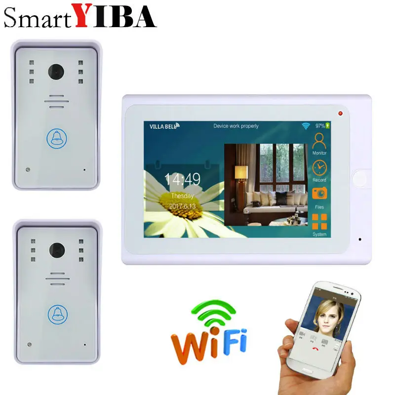 Best SmartYIBA 7inch White monitor Wired Wireless Wifi IP Video Door Phone Doorbell Intercom 720P WIFI Doorbell for IOS Android