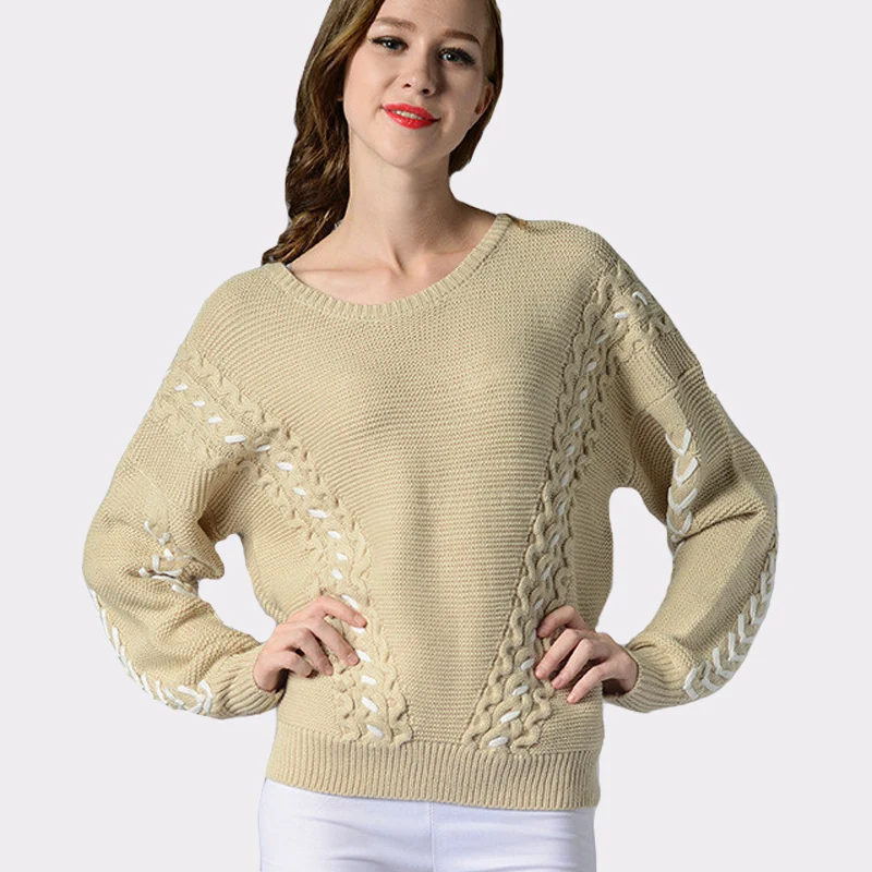 

2017 Autumn Women Warm Knitted Sweater Full Sleeve Loose O-neck Twisted Elastic Pullover Sweter Casacos Femininos Good Quality