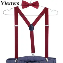 Yienws бордовый галстук-бабочка и подтяжки для мужчин и женщин Свадебная вечеринка розовый бант подтяжки красный черный Tirantes Mujer Bretels YiA141