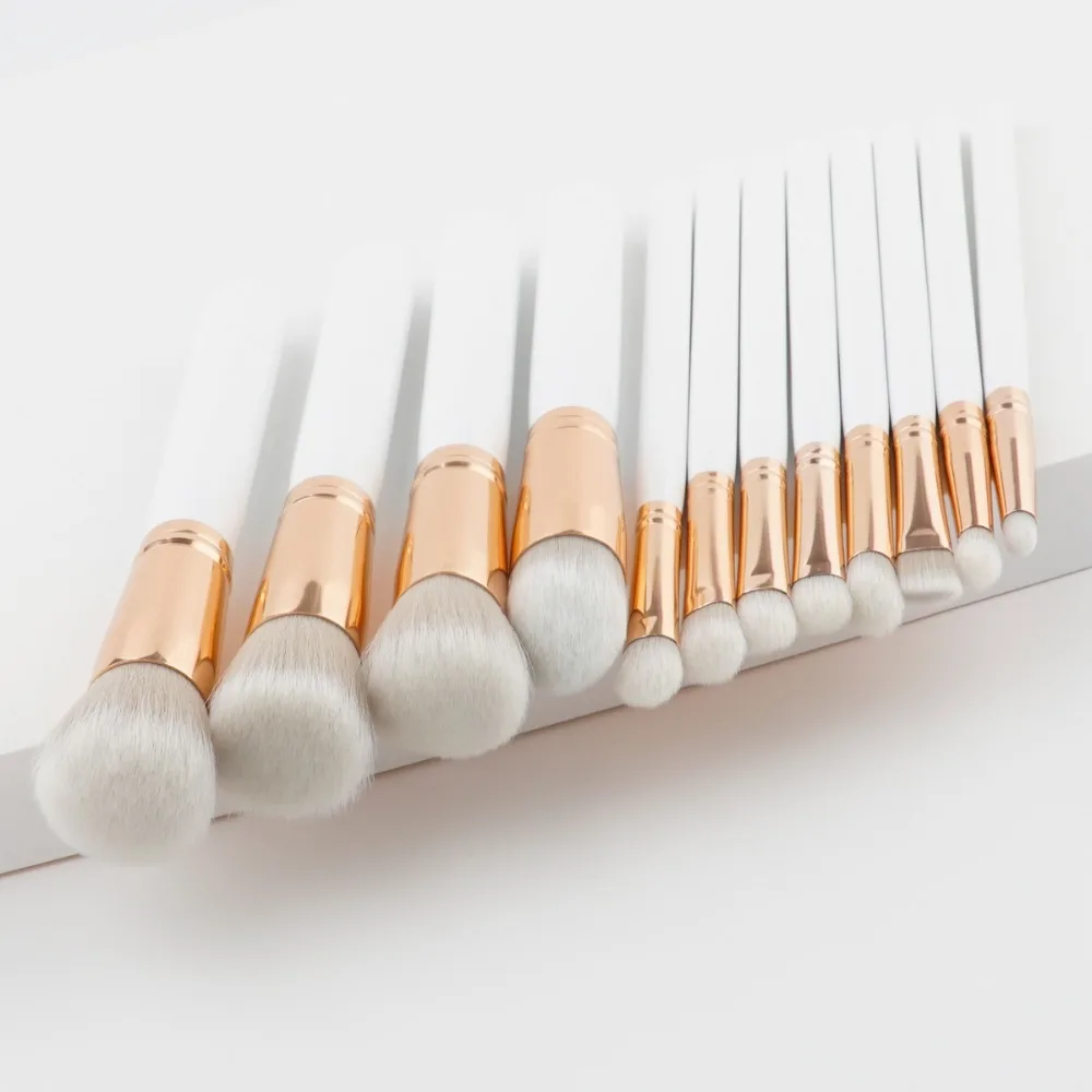 White Gold Makeup Brushes Set 12pcs/kit Foundation Powder Large