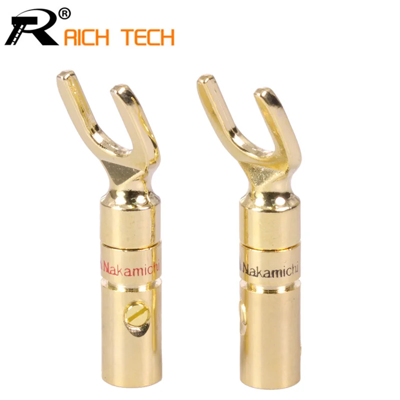 2Pcs/1Pair Y/U Type Brass Banana Connector with Double Screw Locks 24K Gold plated powercon BINDING POST banana plugs | Обустройство