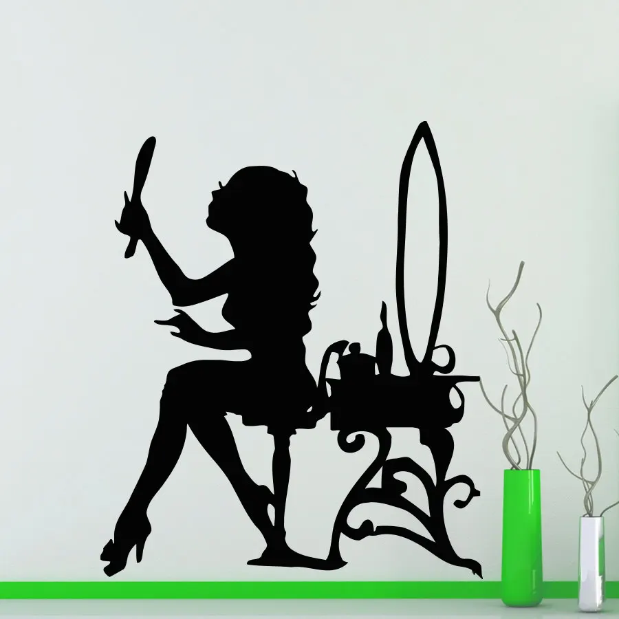 

Beauty Salon Wall Decals Girl Stickers Mirror Powder Room Vinyl Decal Living Room Home Decor Bathroom Interior Design Art YO-97