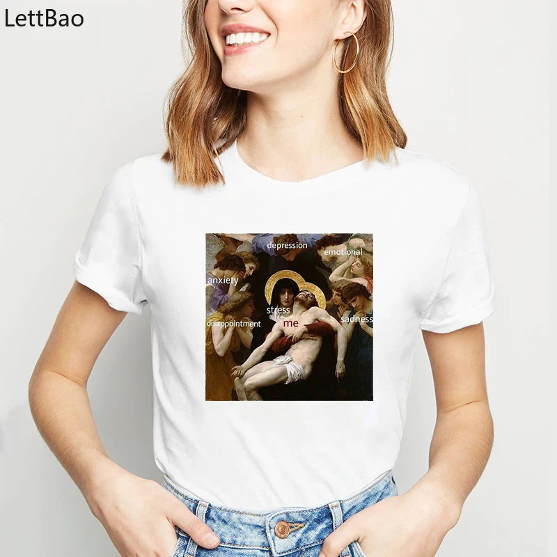

T Shirt Women 2019 Depression Brain Anxiety Print Streetwear Female T-shirt Fashion Vintage Gothic Top 90s Tumblr Camisas Mujer