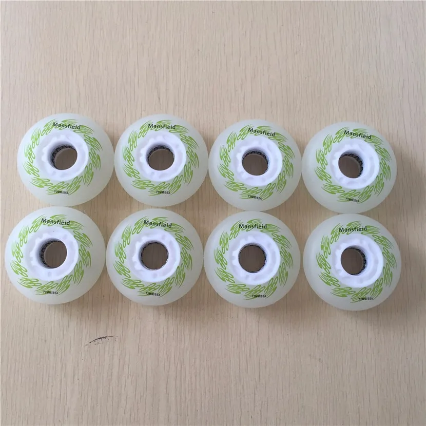 

4pcs Roller Skate color shine Wheels 85A Hardness Wearing LED Flash Shining Inline Skate Wheels with Magnetic Core & Bearings