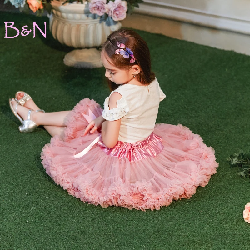 Пачка принцессы для маленьких девочек; юбка; Детские балетные пачки; миниатюрная юбка для танцев с оборками; праздничная одежда для детей