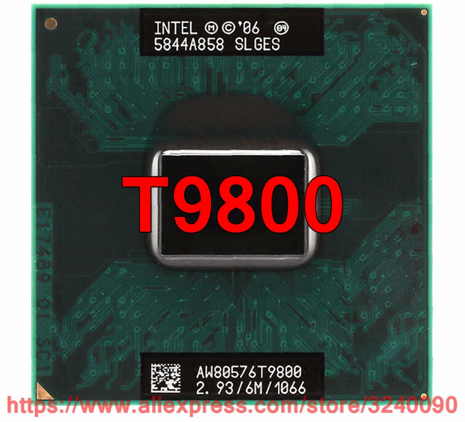 lntel Core 2 Duo T9800 cpu(6M кэш, 2,93 GHz, 1066 MHz FSB, двухъядерный) ноутбук процессор