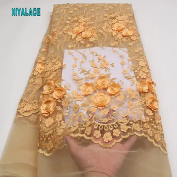 

Gold Embroidery French Lace Fabric Beads African French Lace Materials Nigerian Quality Tulle Mesh Lace For Wedding PGC2050B-1