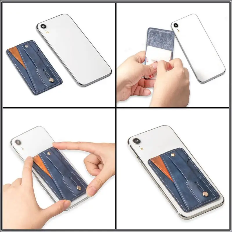 Клейкий PU кожаный карман для кредитных карт Чехол для наклейки держатель чехол для сотового телефона