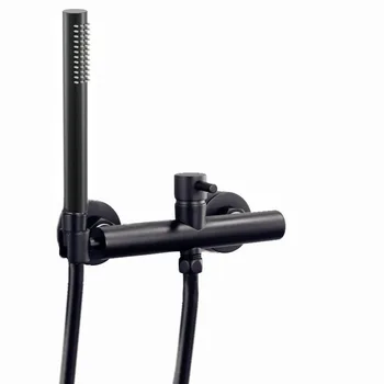 

Bathroom Black Shower Faucet with Hand Shower Wall Mount Single Handle Solid Brass Bathtub Shower Mixer TH980