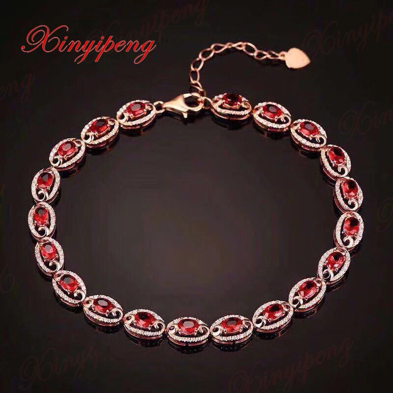 

925 silver inlaid natural ruby bracelet design is beautiful