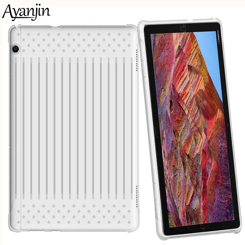 

For Huawei MediaPad T5 10 AGS2-W09/L09/L03/W19 10.1" Soft Silicone Translucent TPU Back Case Stripes Radiating Breathable Cover