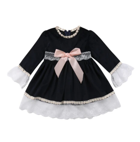 

Summer Toddler Kids Baby Girls Princess Lace Sleeve Ball Gown Dresses Party Casual Cute Size 2-6T